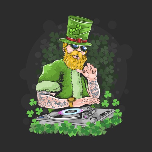 St patricks day dj night party tattoo artwork ve vector image