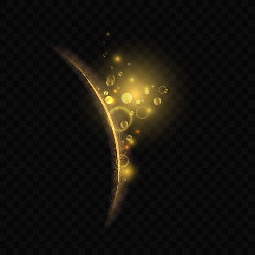 golden luminous eclipse in dark space effect vector image