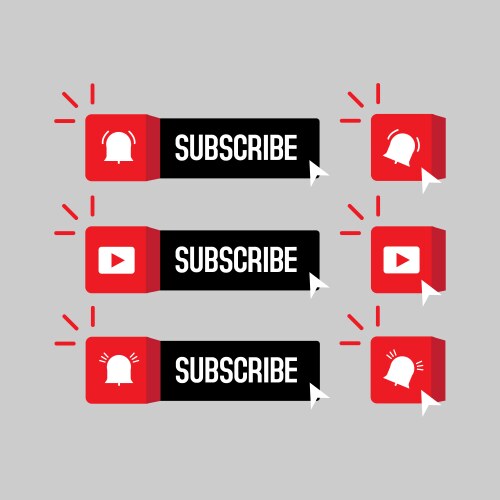 Subscribe button and icon set for design element vector image