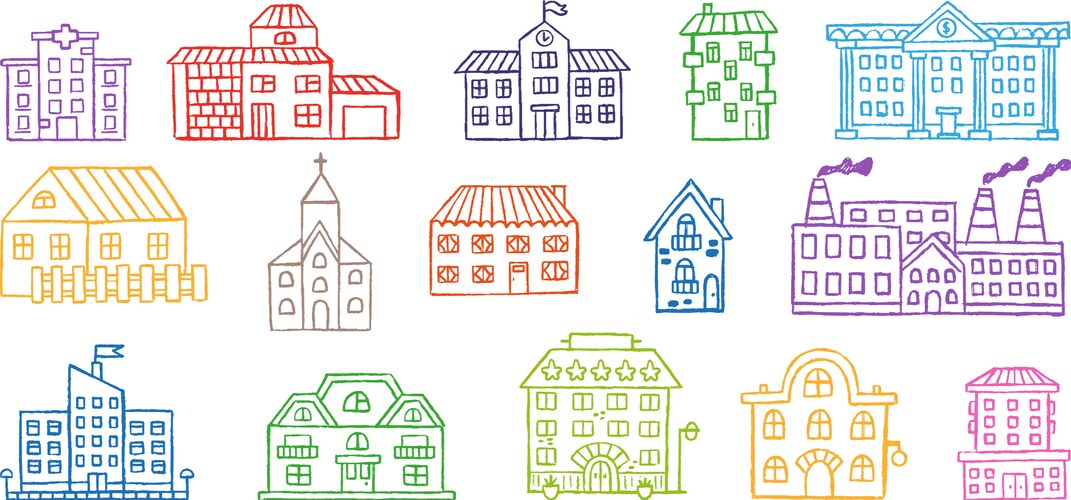 Urban Buildings Sketch Vector Image