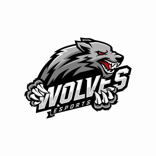 Aggressive Wolf Esports Logo Vector Image