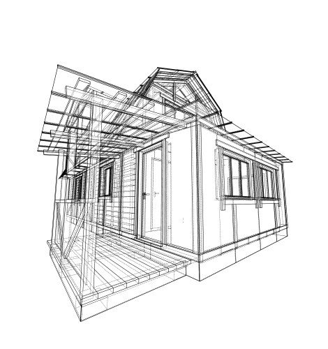 House sketch rendering 3d vector image