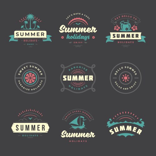 Summer holidays labels and badges retro typography Vector Image