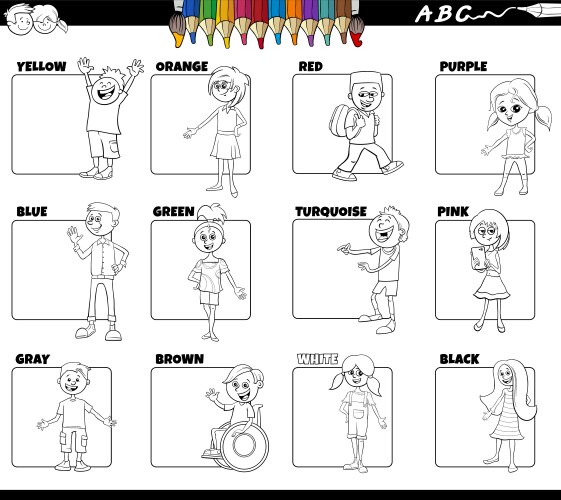 Basic colors educational worksheet for coloring Vector Image