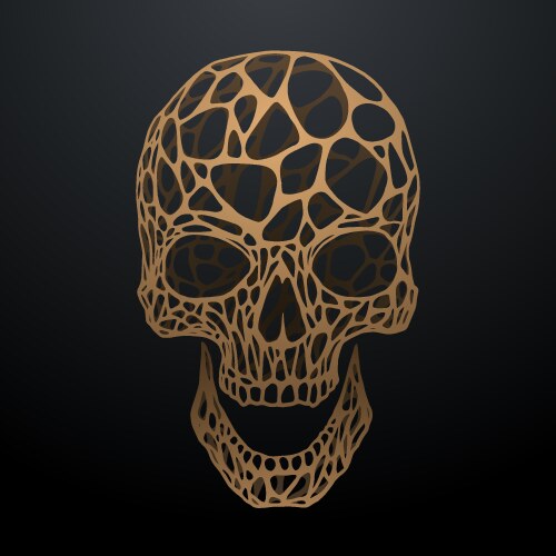 golden color skull on black background vector image