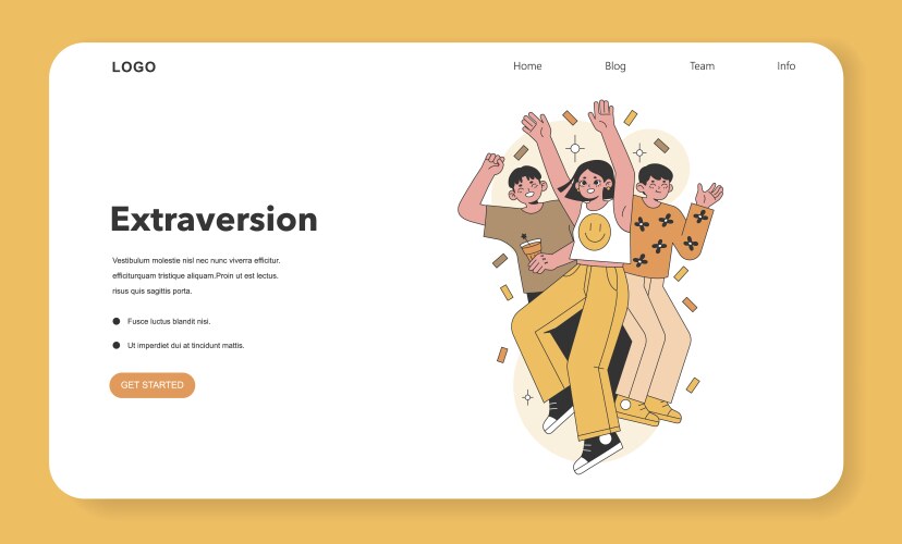 Extraversion in the big five personality flat Vector Image