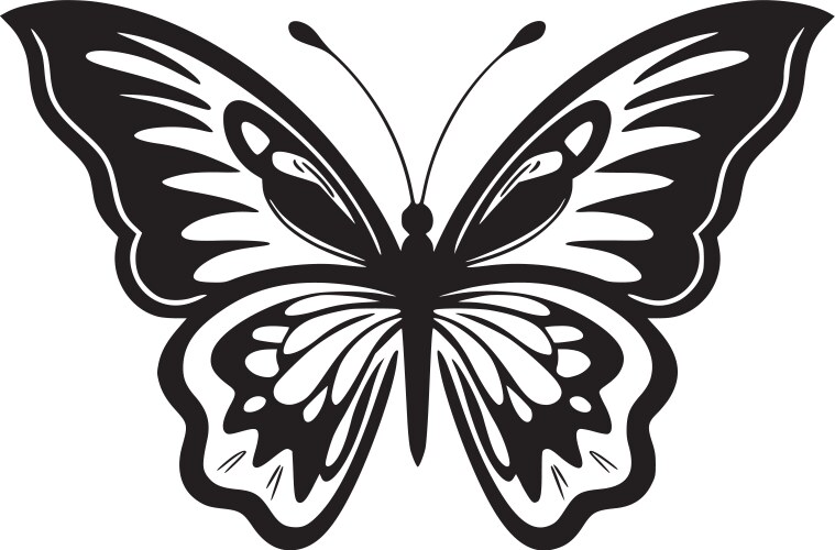 Butterfly - black and white isolated icon Vector Image