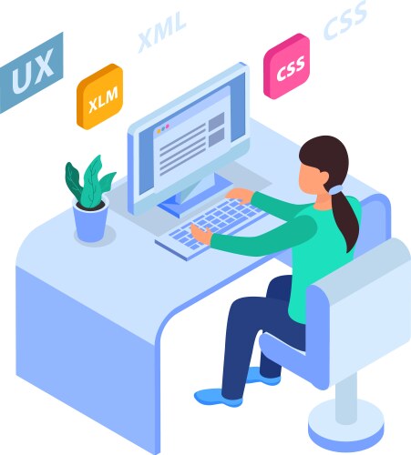 web development workplace composition vector