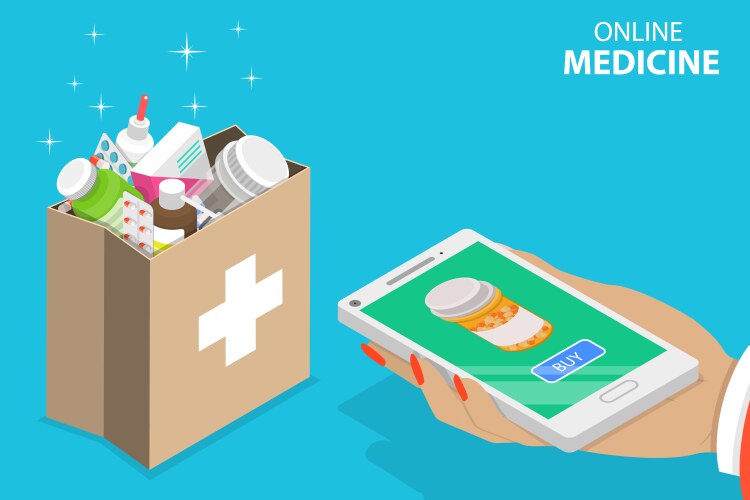 3d isometric flat concept grocery Royalty Free Vector Image