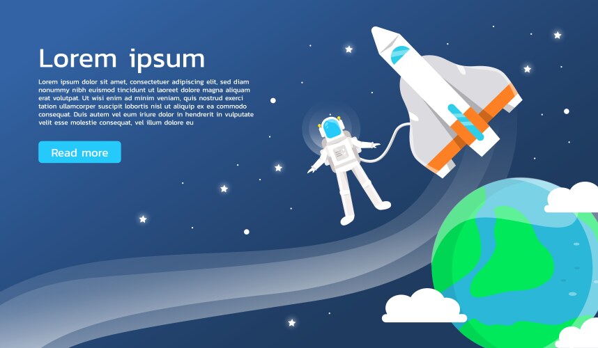 Astronaut with spaceship and earth in universe vector image