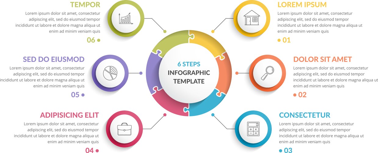 circle infographics - six elements vector