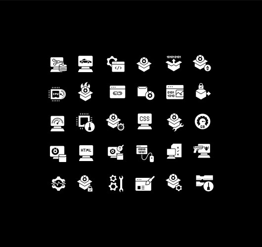 set simple icons software vector image