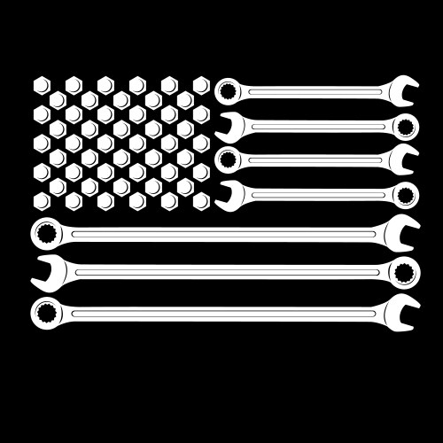 Wrench flag american black and white vector image