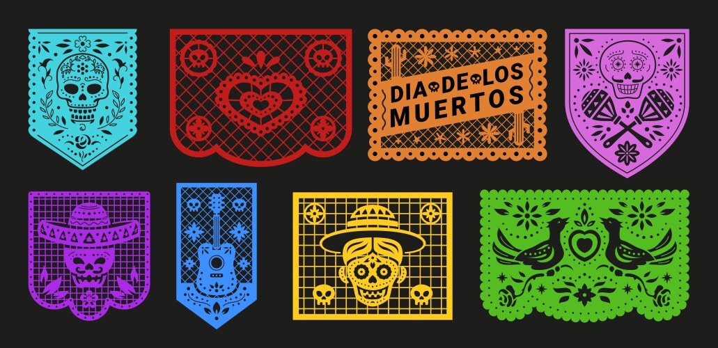 Day of the Dead Bunting Paper Cutouts Vector Image