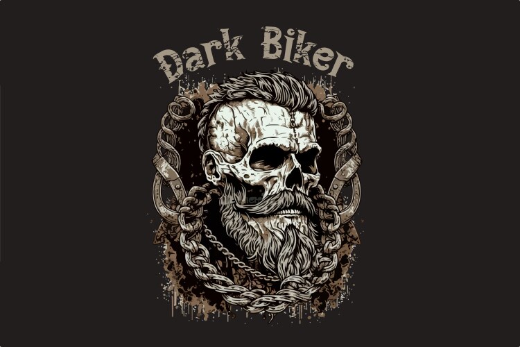 Skull Biker T-Shirt Art Vector Image