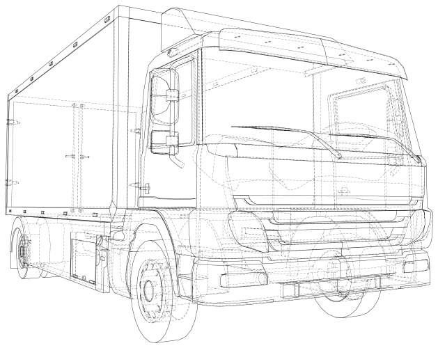 Commercial cargo van isolated wire-frame Vector Image