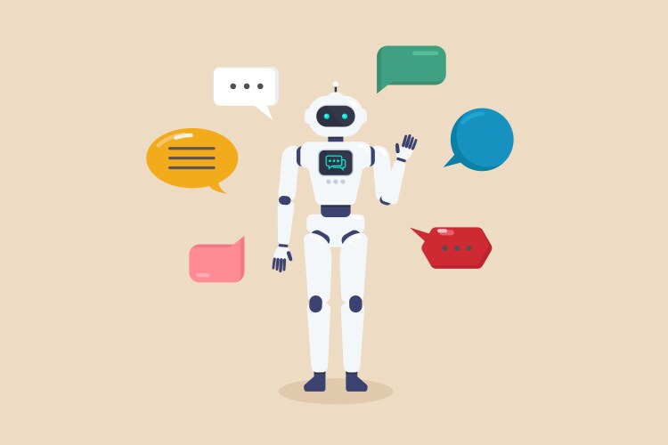 Answer questions with ai robot artificial vector image