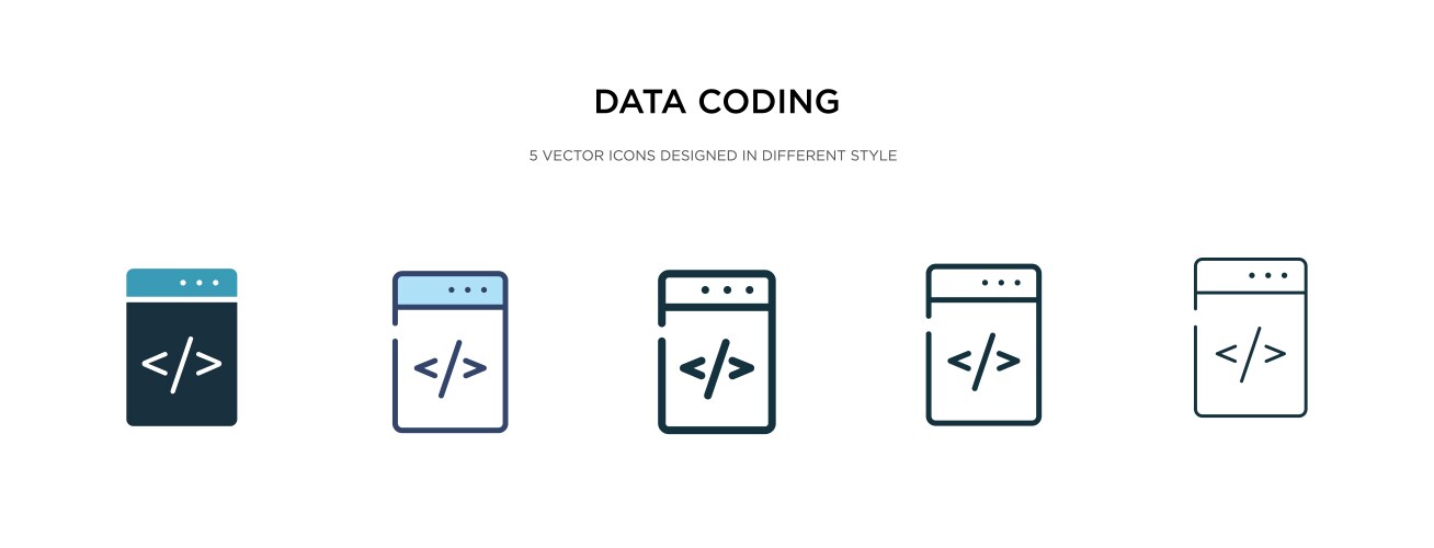 Data coding icon in different style two colored vector image