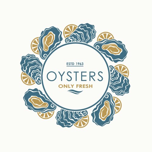 Oyster shell label Royalty Free Vector Image - VectorStock