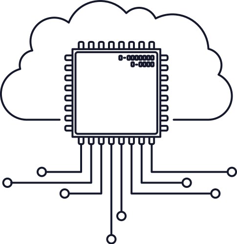 Cloud storage data and cpu microprocessor icon vector image
