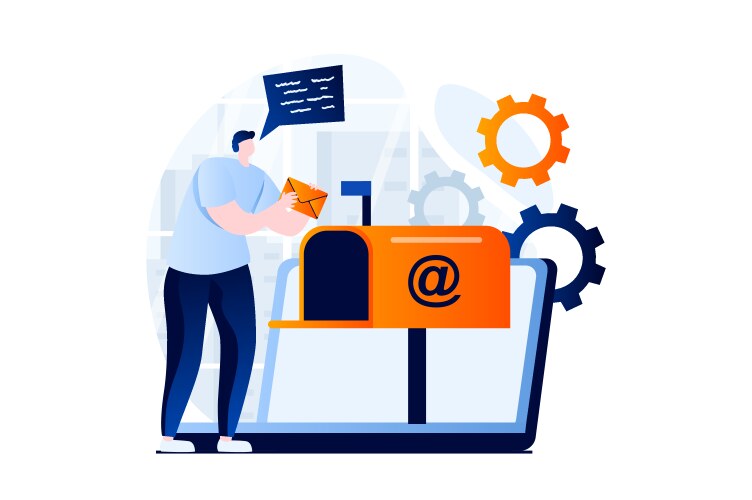 Email service concept with people scene in flat vector image