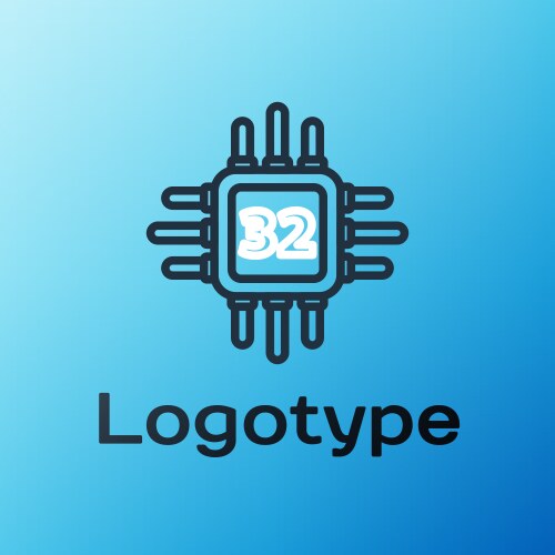 Line computer processor with microcircuits cpu vector image