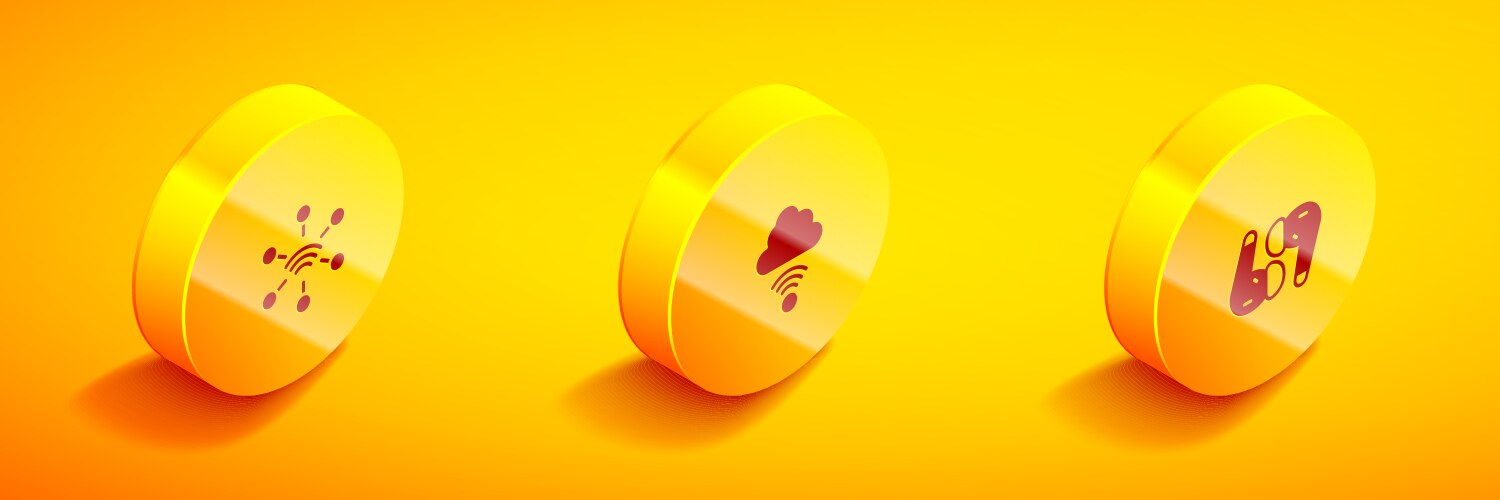 Set isometric network cloud connection and air vector image