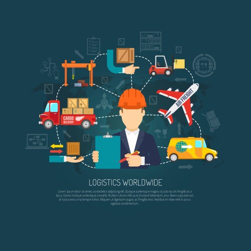 Worldwide logistics operations concept flowchart vector image