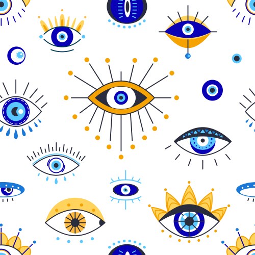 Occult eye seamless pattern evil eyes ornament Vector Image
