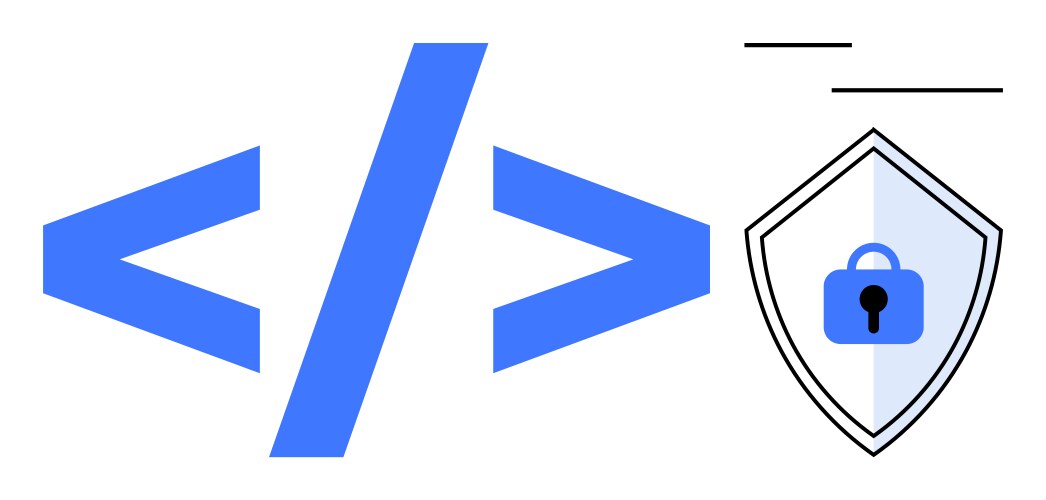 Secure coding with code brackets vector image