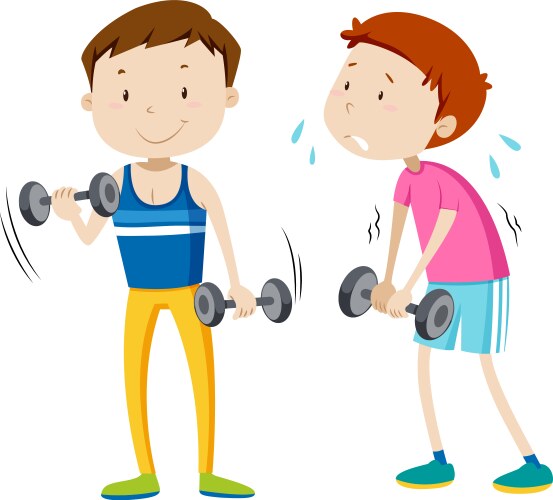 Strong and weak men - cartoon people character Vector Image