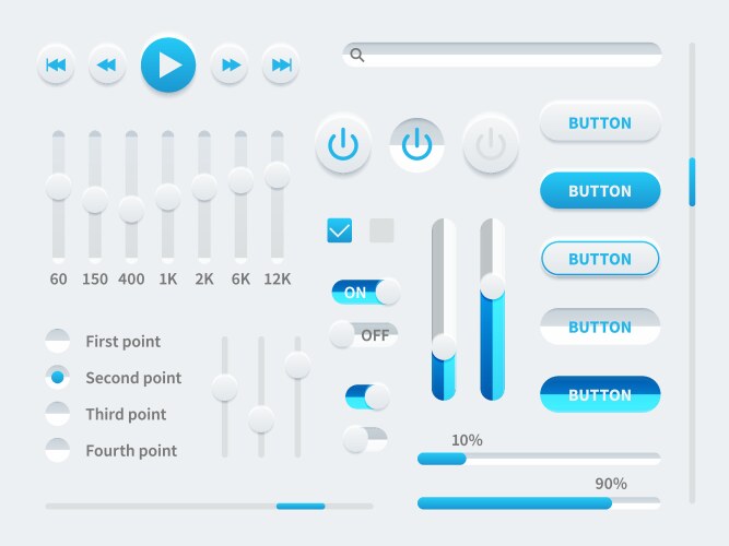 white ui user interface elements for mobile vector image