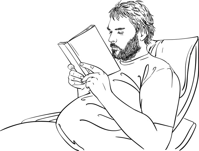 Man Reading Book in Armchair Vector Image