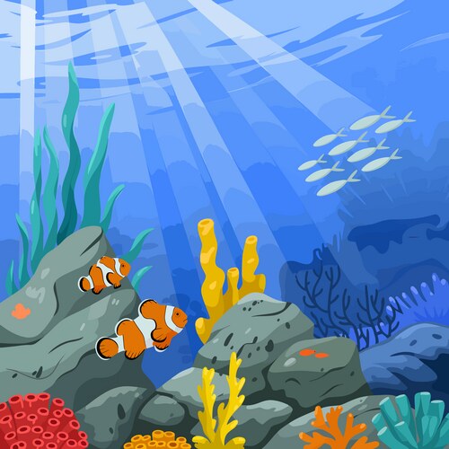 Vibrant underwater scene with clownfish Vector Image