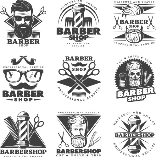Vintage Barber Shop Labels Vector Image