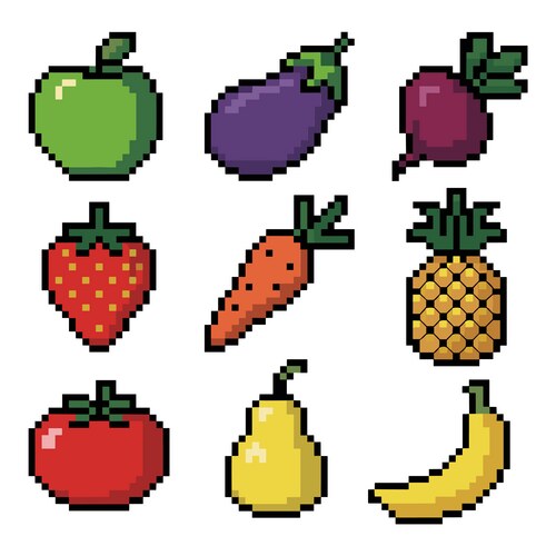 Pixel Fruit Collection - Retro Art Vector Image