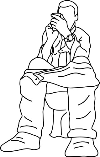 Man Using Phone in Restroom Vector Image