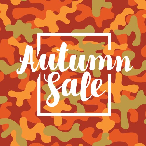 autumn sale banner on a camouflage background vector image