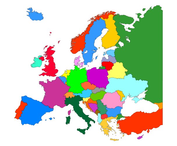 map of europe with country borders isolate vector