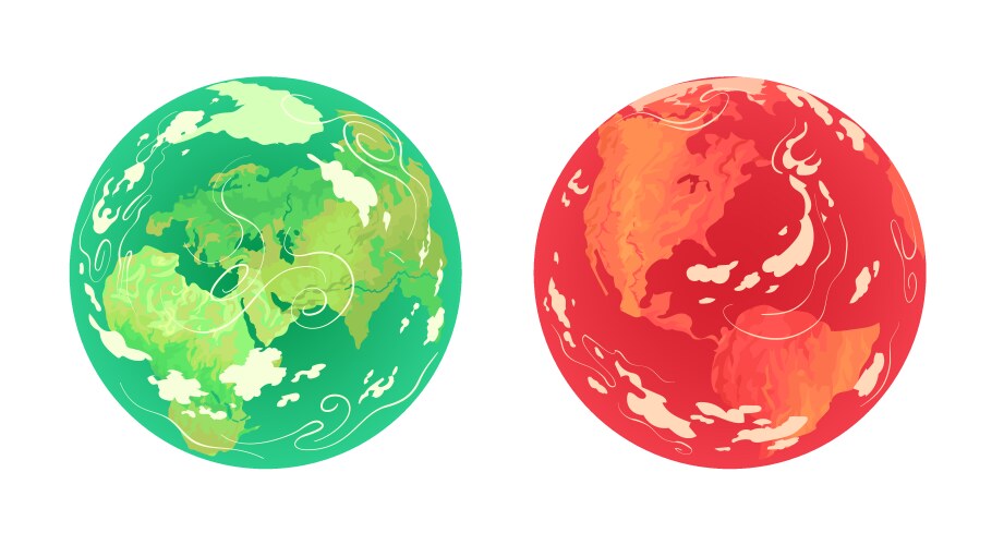 planet earth is red and green ecology warming vector