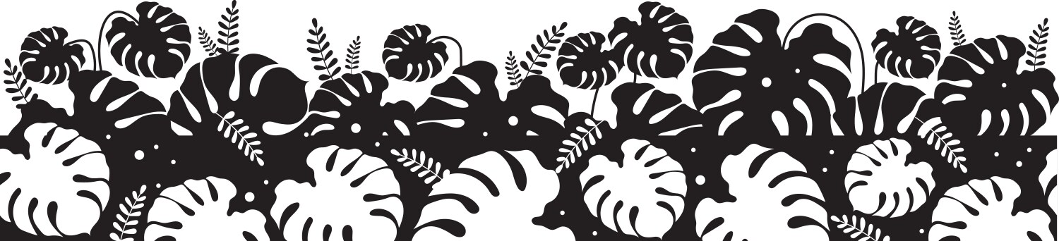 Monstera leaves black silhouette seamless border Vector Image
