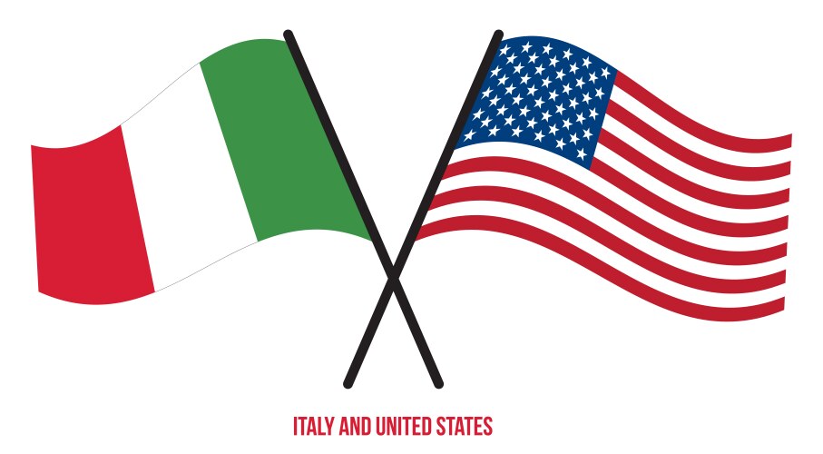 USA & Italy Flags - Crossed Symbol Vector Image