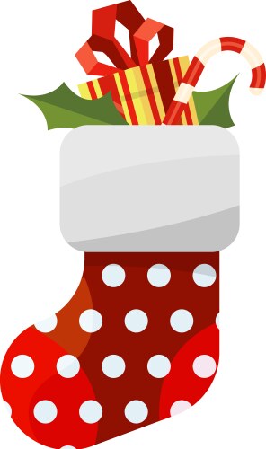 Christmas sock icon winter gift cartoon symbol Vector Image
