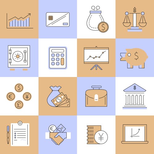 Set of flat design concept icons for finance Vector Image