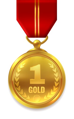 first place medal shiny golden champion award vector image