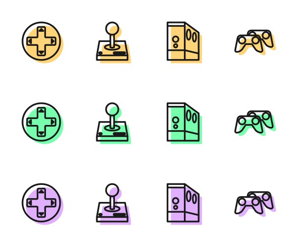 Set line case of computer game controller vektorbild