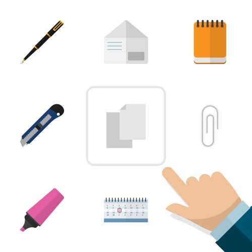 Flat icon tool set of marker nib pen date block vector image