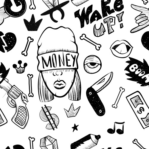 Hip-hop seamless pattern with music equipment Vector Image