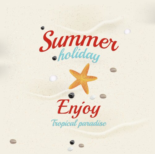 Seashell sand background poster Royalty Free Vector Image