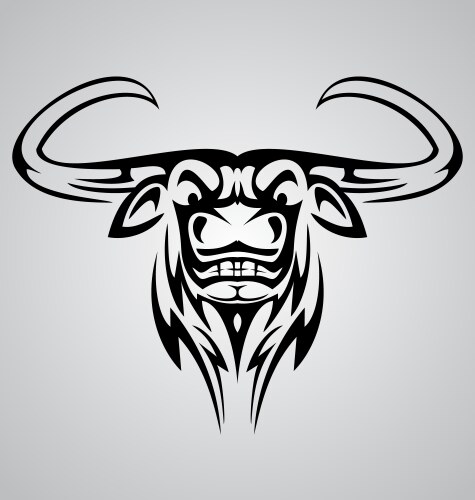 Tribal Buffalo Head Tattoo Vector Image